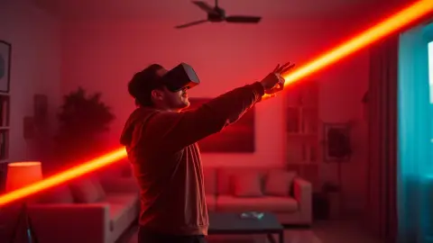 Player twisting sideways to pass between two orange laser beams