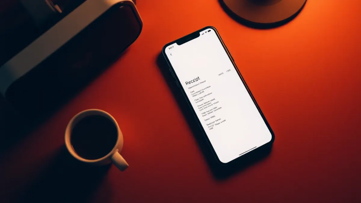 Desk with a phone, a VR headset and a coffee cup