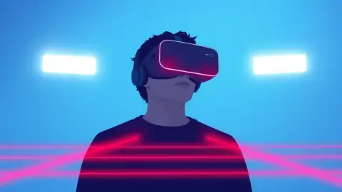 Calm player in a blue-lit room facing a few thin red laser beams