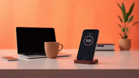 Desk with coffee and a phone timer, representing a short daily study slot