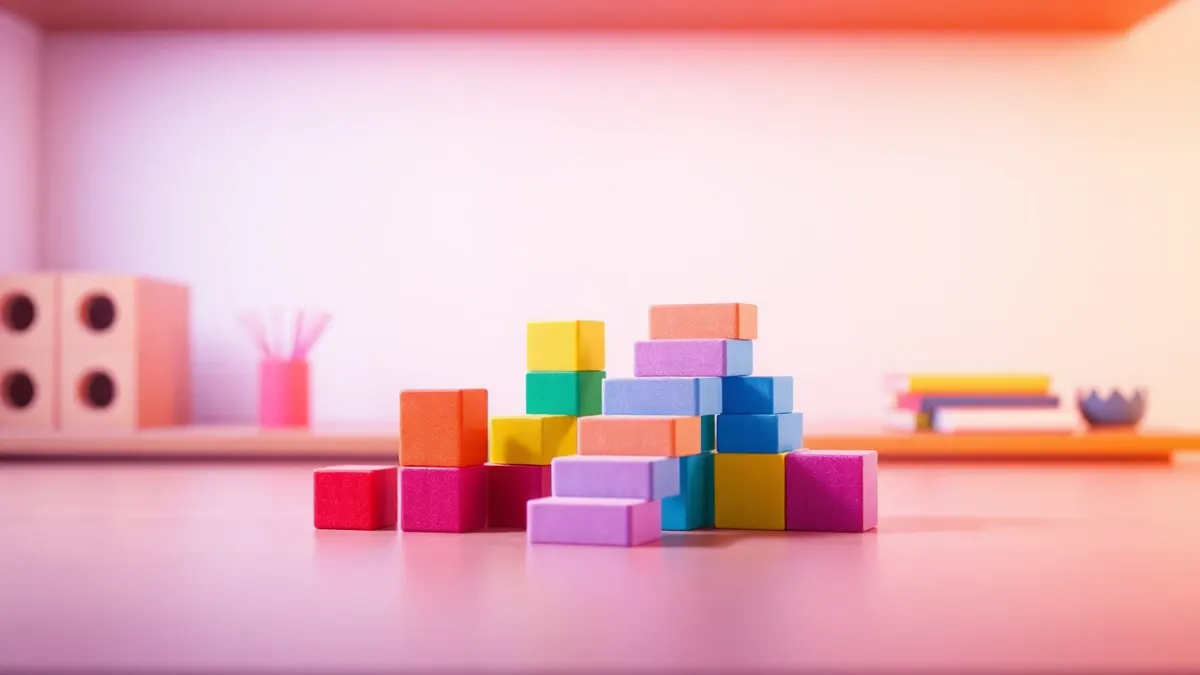 Colorful small blocks forming a staircase representing short bursts of study