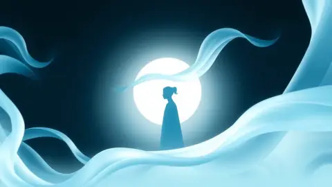 Soft ribbons of air swirling around a calm silhouette