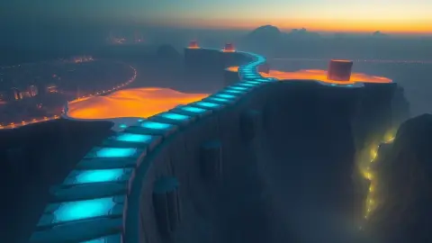 Winding path of platforms across city, desert, jungle and ice zones