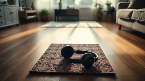 Tidy living room with a clear floor area ready for a mixed reality game