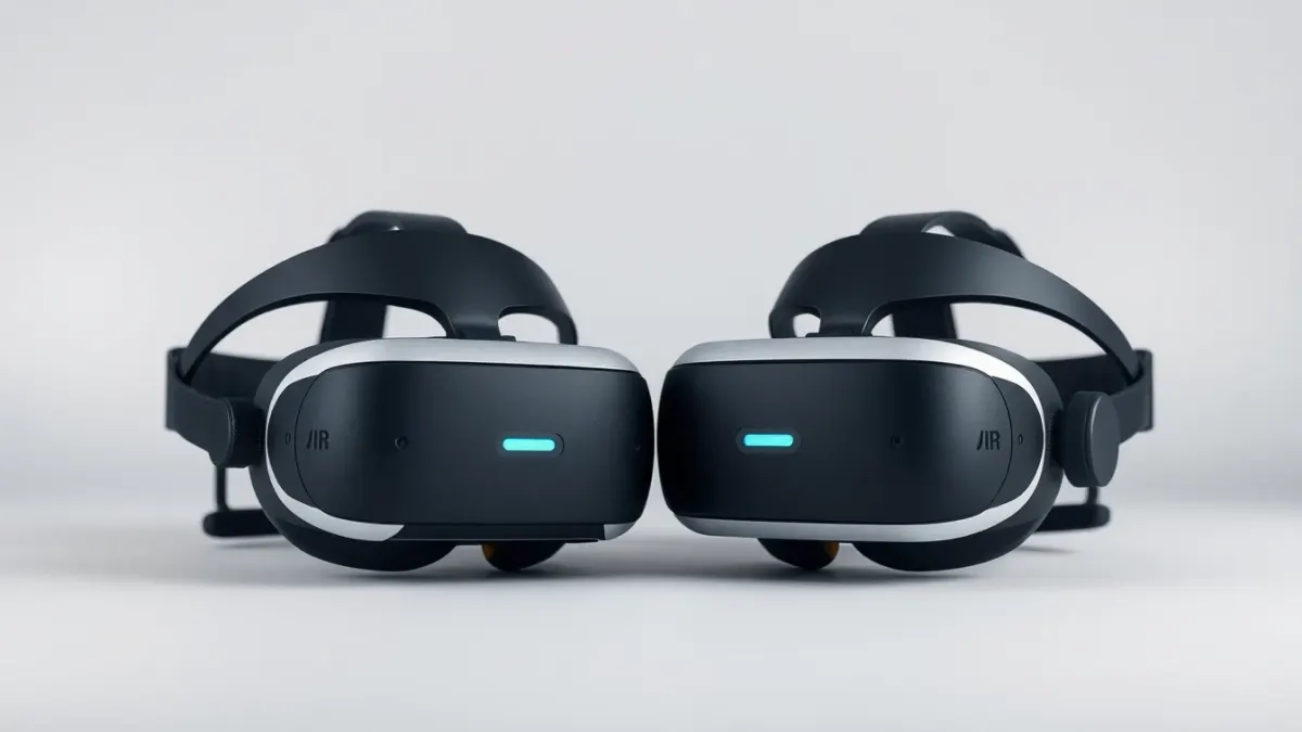 Two generic VR headsets side by side on a neutral backdrop